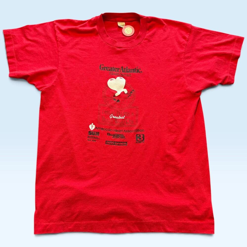 Vintage Screen Stars Shirt Mens Large Red Philadelphia Heart Walk Tee T-Shirt